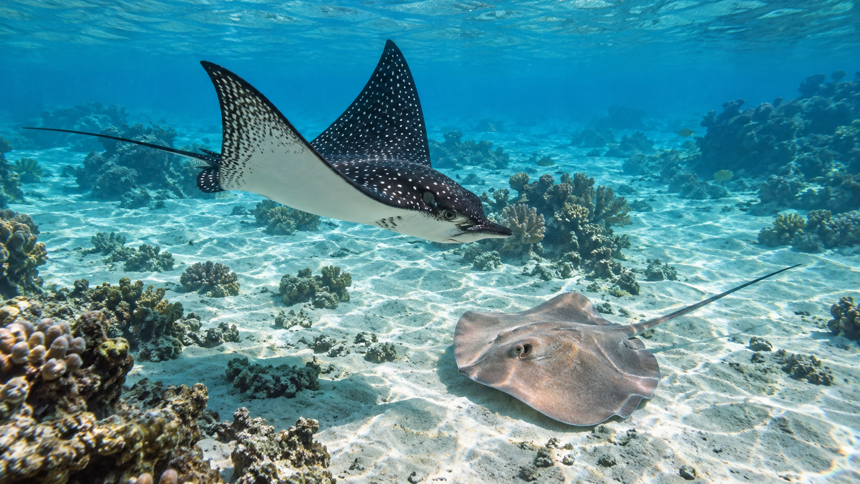 Leopard ray and Stingray